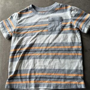Jumping beans Striped Short-Sleeve Pocket Tee - Gray & Orange - 2T